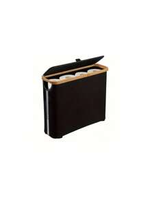 1pc Bohemian Style Black Bamboo Tissue Paper Holder With Storage Basket - Foldable Rectangular Bathroom Storage Box With Lid, Polyester Fiber, Fragrance Free, Suitable For Home And Office Back To School