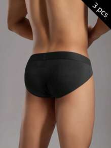 3 pezzi, Slip uomo in puro cotone, neri, semplici, per sport