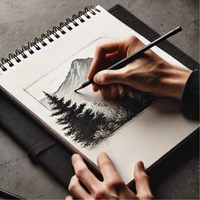 Caiet de schițe, desen rapid, guașă, acuarelă, caiet, jurnal, pictură, desen gol, hârtie de desen - copertă neagră groasă A4/A3, caiet de schițe, graffiti, bobină goală, artă, student, schiță specială - disponibile în mai multe dimensiuni, șterge fără scame, hârtie delicată