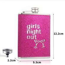 1 Stück 8oz Blinkende Edelstahl Hüftkflasche, "Mädelsabend" tragbare Outdoor Edelstahl Trinkflasche, blinkende Spirituosenflasche für Frauen