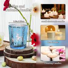 [4/6/12 Pcs Set] Wish Tea Candle Cups | Gold, Silver, Blue Straight Candle Holders | Lead-Free Thicker Glass | Festival/Wedding/Birthday/Christmas Decor | Ins Style Home Atmosphere Lights