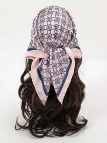 1pc Simple Printed 70cm Bandana Scarf, New Spring Versatile Scarf/Headband/Belt Accessory, Geometric Pattern Casual Square Scarf For Women, Spring/Summer/Autumn