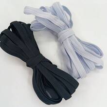 5/10Yards/Pack 3/6/8/10/12mm White/Black Flat Elastic Bands Elastic Rubber Band Wedding Garment Elastic Tape For DIY Sewing Stretch Rope Sewing Accessories - Multicolor - View 2