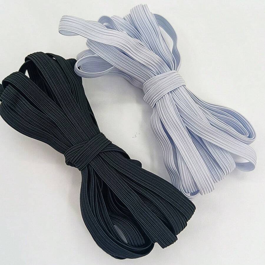 5/10Yards/Pack 3/6/8/10/12mm White/Black Flat Elastic Bands Elastic Rubber Band Wedding Garment Elastic Tape For DIY Sewing Stretch Rope Sewing Accessories
