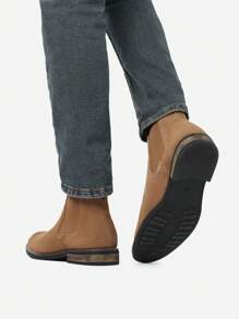 Men's Suede Leather Chelsea Ankle Boots - Khaki - View 10