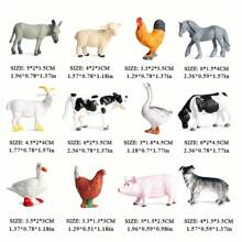 12PCS Miniature Farm Animal Simulation Models, Including Mini Chickens, Ducks, Geese, Horses And Cows, Suitable For Children's Holiday Gifts For Science And Cognitive Development - Multicolor - View 10