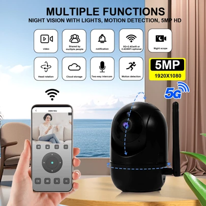 8MP/5MP 高清 1080P，双频 2.4G + 5G WiFi 和 2.4G WiFi 可选配置。室内外安防摄像头 1，2.4G 无线 WiFi 摄像头，安防监控摄像头，摄像头，云台摄像头，智能室内外云台监控摄像头，自动跟踪，报警和彩色夜视