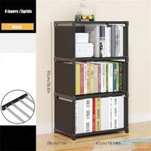 Multi-Tier Storage Shelf With Rear Cloth Rack, Easy Assembly Freestanding Bookshelf, Suitable For Bedroom, Student Dormitory - Multicolor - View 4