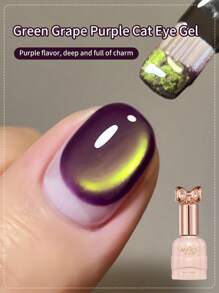 annies 1 pièce de 10 ml Vernis à ongles gel magnétique semi-permanent, effet cristal œil de chat, couleur pourpre raisin, vert clair. Durcissement UV LED, dépose par trempage, idéal pour les ongles DIY