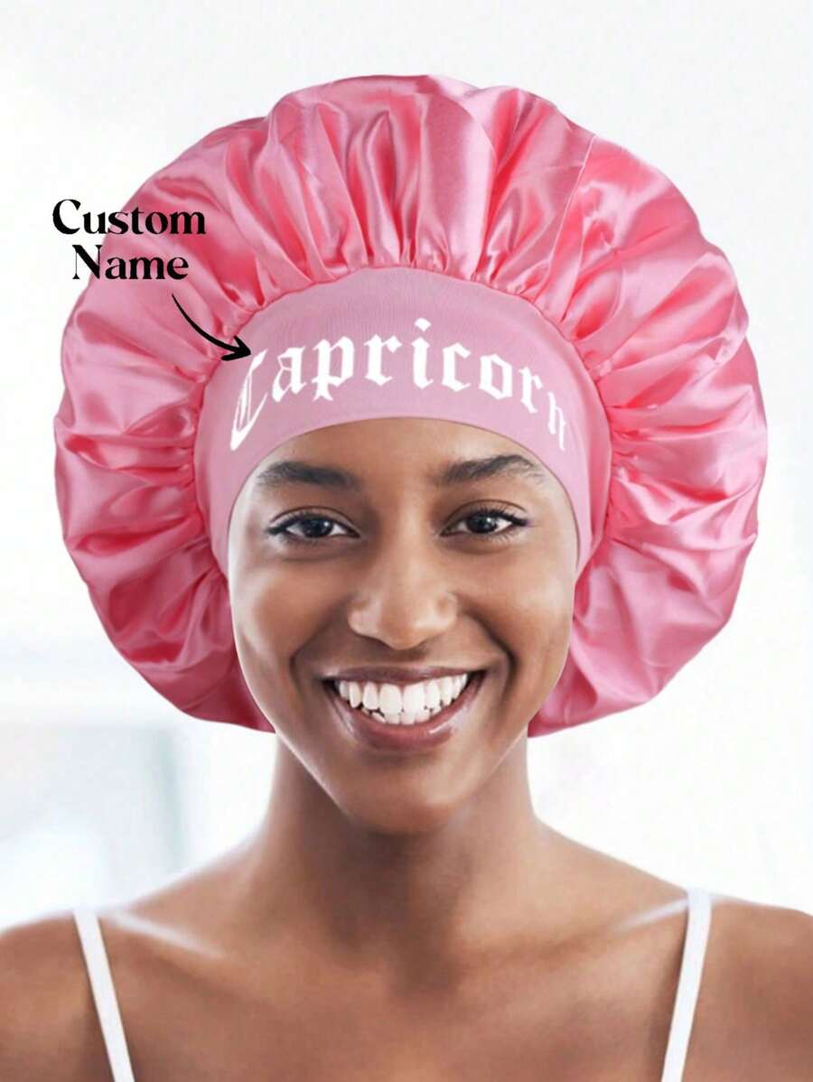 Custom Printed 12 Constellations Personalized Hair Hats, Satin Wide Brim Oriental Hats For Sleeping, Suitable For Curly And Straight Hair, Very Comfortable Hair Hats, Beautiful Women's Hats, Personalized Letter Printed Women's Hair Hats, Gift Hats For Women