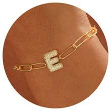 1pc Dainty Zirconia Initial Charm A-Z Letters Bracelet Women Gold Color Bracelet Chain Jewelry Alphabet DIY Gift