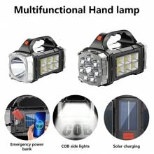 Rechargeable Portable Hand Lamp 8/4 LED Powerful Flashlight Outdoor Camping Solar Charging Light USB Torch With COB Work Lantern - Black - View 4
