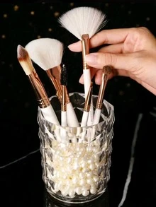 1个透明水晶化妆刷收纳筒，刷架，家用化妆品盒，眉笔，梳子和梳妆台 - 透明 - 查看 5