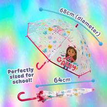 Gabby's Dollhouse Stick Umbrella Clear Dome Lightweight Travel Accessories Gift - Red - View 4