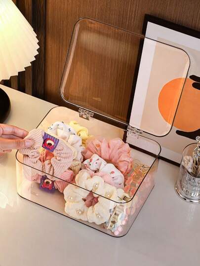 1/2 pièce Boîte de rangement pour chambre d'enfant avec couvercle, boîte scellée multifonctionnelle imperméable et anti-poussière en PET transparent à rabat, organisateur de tiroir et de bureau pour accessoires capillaires, jouets, souvenirs