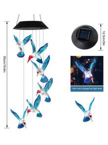 1Pc Color Changing Solar Power Wind Chime Spiral Spinner Wind Mobile Portable Waterproof Outdoor Decorative Romantic Wind Bell Light For Patio Yard Garden Home (Crystal Ball, Cardinals, Dragonflies, Butterflies, Hummingbirds.)