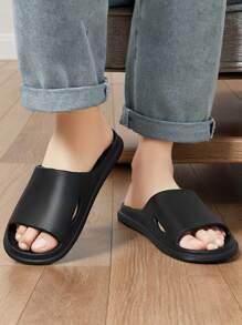 Men's Summer Slippers, Soft Bottom Comfortable EVA Material, Plain Green, Casual & Versatile, Suitable For Indoor & Outdoor, Non-Slip, Odor-Resistant, Unisex - Green - View 11