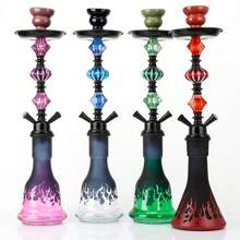 1pc Middle Size Dual Hose Quad Tube Hookah Shisha Set, Glass Hookah Pipe & Accessories, No Electricity Required - one-size - View 3