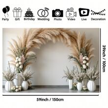 1 banner din pânză de fundal cu pene, material textil din poliester, dimensiuni multiple, potrivit pentru decorarea petrecerii de ziua de naștere, decorarea interioară și exterioară, fundal foto pentru cabină foto, decorarea nunții, aniversare, față de masă, perdea,