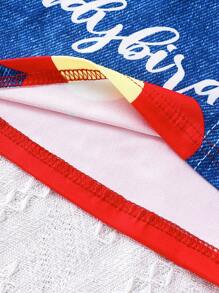 Girls' Casual Floral And Insect Print Dress Machine Washable For Summer - Red - View 7