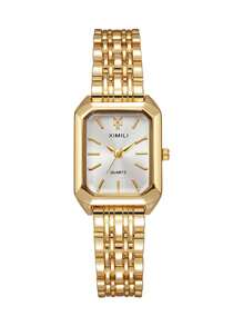 1 pieza/Set Reloj de cuarzo de acero inoxidable de alta calidad y de moda, adecuado para cumpleaños, Halloween, regalo - Dorado - Ver 3