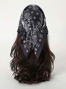 1pc Simple Printed 70cm Bandana Scarf, New Spring Versatile Scarf/Headband/Belt Accessory, Geometric Pattern Casual Square Scarf For Women, Spring/Summer/Autumn