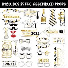 1/25PCS Đạo cụ chụp ảnh tiệc tốt nghiệp màu vàng và đen, 25PCS Đạo cụ chụp ảnh cầm tay 1pc Khung ảnh cho lớp 2025 Đồ dùng trang trí tiệc tốt nghiệp - vàng đen - Xem 11