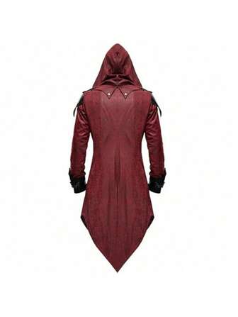 In Stock Medieval Retro Patchwork Jacket For Men, Gothic Dark Style Clothing, Red Multicolor Real Tough Guy Cool Elements New, Woven Fabric Halloween Halloween Costumes, Party Dress