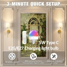 LED北欧壁灯充电RGB灯泡可拆卸无线卧室壁灯走廊过道室内灯具床头灯家门口装饰壁灯室内装饰灯