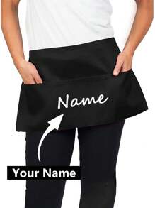 1pc Customized Polyester Apron Unisex, With 3 Pockets, Short Waist-Length Waitstaff Uniform, Suitable For Kitchen Supplies, Hotel Restaurant Server Waist Apron, Cooking Baking Apron, Chef Apron, Kitchen, Bathroom, Home, Household Items, Harmony - Multicolor - View 5