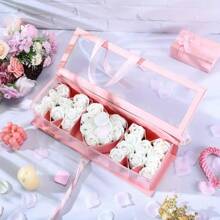 1 Stück transparente Fenster-Geschenkbox in Mutterform, Pappblumenbox für Blumen, Schokolade, Erdbeeren, Süßigkeiten, Schmuck, Rosenstrauß, Geschenk für Mutter (Blumen nicht enthalten)