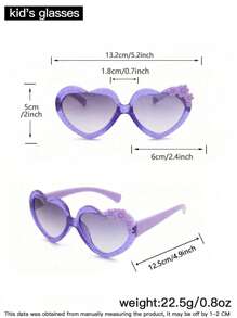 1 PC Girls 4-8Y Bohemian Sweet Heart Frame Floral Accessories Spring Fashion Eyewear For Holiday Outing, Outfit Matching Use - Multicolor - View 7
