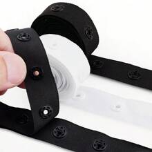 3Yards/Pack White Black Snap Fastener Tape Polyester Button Ribbon For Sewing DIY, Handmade Hidden Fastening Strip, Dual-Color Snap Buttons For Crafts And Accessories - Multicolor - View 2