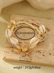 7pcs/Set Women's Bohemian Beach Turtle Shell Starfish Pendant Bracelets
