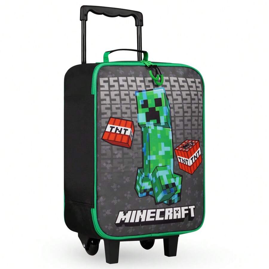 Minecraft Suitcase With Wheels Foldable Trolley Bag Creeper Luggage Travel 40 X 30 14cm 15L Holiday Weekend Trips Essentials - Multicolor - View 1