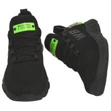 Men's Gym Running Shoes Knit Reflective EVA Sole Comfortable - Black And Silver - View 8