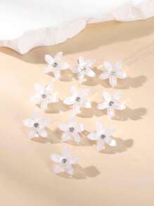 10pcs Women's Rhinestones Flower Decorative Hair Rings,Floral Side Small Clip Headdress