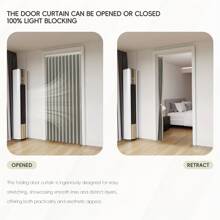 1pc 100% Blackout Magnetic Door Curtain - Pleated, Folding, Accordion Style - Invisible Doorway Curtain - For Bedroom, Living Room, Kitchen -  Suitable For Home Decor - Green - View 4