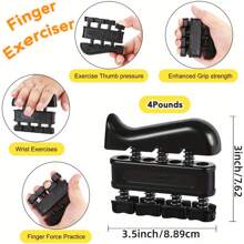 5pcs Strength Trainer Kit With Finger Exerciser, Hand Grip Strengthener, Hand Extension Exerciser, Grip Ball And Forearm Workout Ring For Muscle Building - Black - View 9