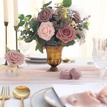 27 件（25 朵玫瑰 2 片叶子）人造花逼真象牙泡沫假玫瑰带茎适用于 DIY 婚礼花束白色新娘送礼会中心装饰布置派对桌装饰情人节和母亲节（不含纸盒）