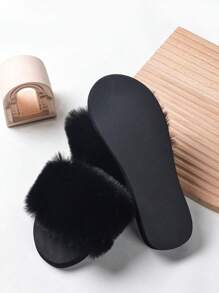 Pantofole di moda da donna comode in ogni stagione, con decorazioni in peluche, ciabatte con fascia singola, sandali da donna per primavera ed estate, tomaia e soletta in tessuto lavabile a mano, calzature da casa confortevoli