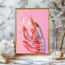 1 bộ/bộ Poster và tranh in hình Cocktail tôm càng xanh sáng tạo hiện đại, Tranh canvas nghệ thuật thẩm mỹ tôm càng xanh vui nhộn, Tranh treo tường, Căn hộ, Phòng ngủ, Phòng khách, Trang trí nhà hiện đại, Quà tặng hoàn hảo, Không bao gồm khung - Hồng - Xem 6