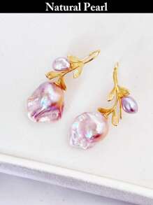 1 par de aretes de perlas barrocas asimétricas de colores multicolor, gota de pendientes con perla natural, adecuados para uso diario y regalos para fiestas