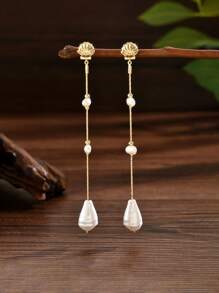2 pares de Elegantes pendientes de imitación de perla barroca bohemia con borlas irregulares y capas, con una variedad de estilos que incluyen un nuevo diseño de concha, adecuados para fiestas, uso diario, Día de San Valentín, Navidad, Acción de Gracias, regalos del Día de la Madre. Seleccione el estilo deseado antes de realizar el pedido.