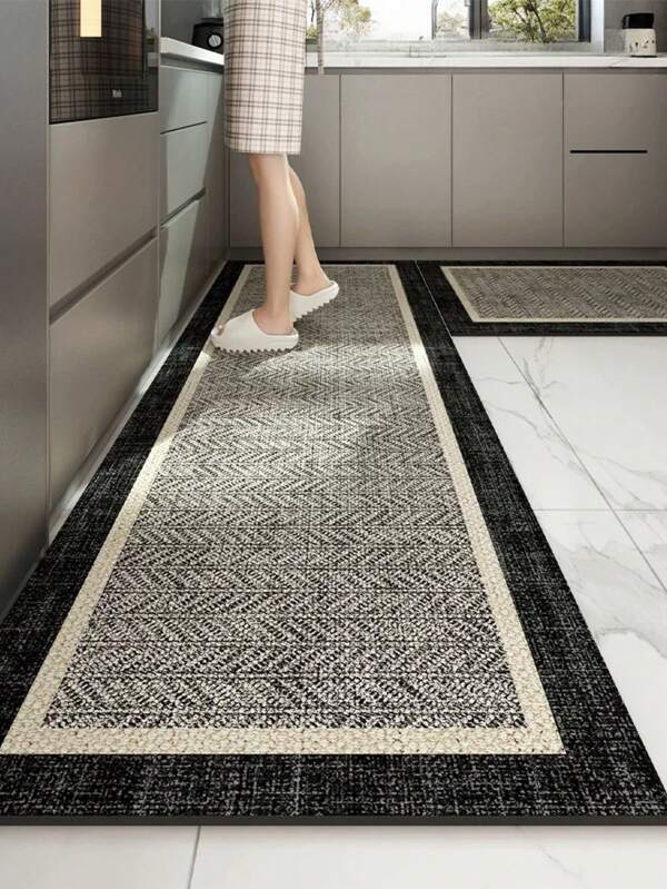 Solid Color Kitchen Floor Mat, Absorbent Oil-Proof Carpet Rug, Non-Slip Doormat, Durable & Easy To Clean