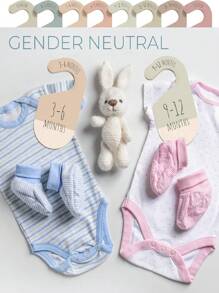 婴儿衣柜分隔架 - 木质婴儿衣柜分隔架，适用于婴儿房和婴儿服装收纳 - 男女宝宝通用尺寸分隔架，8 件套婴儿衣柜收纳架 - 彩色 - 查看 3