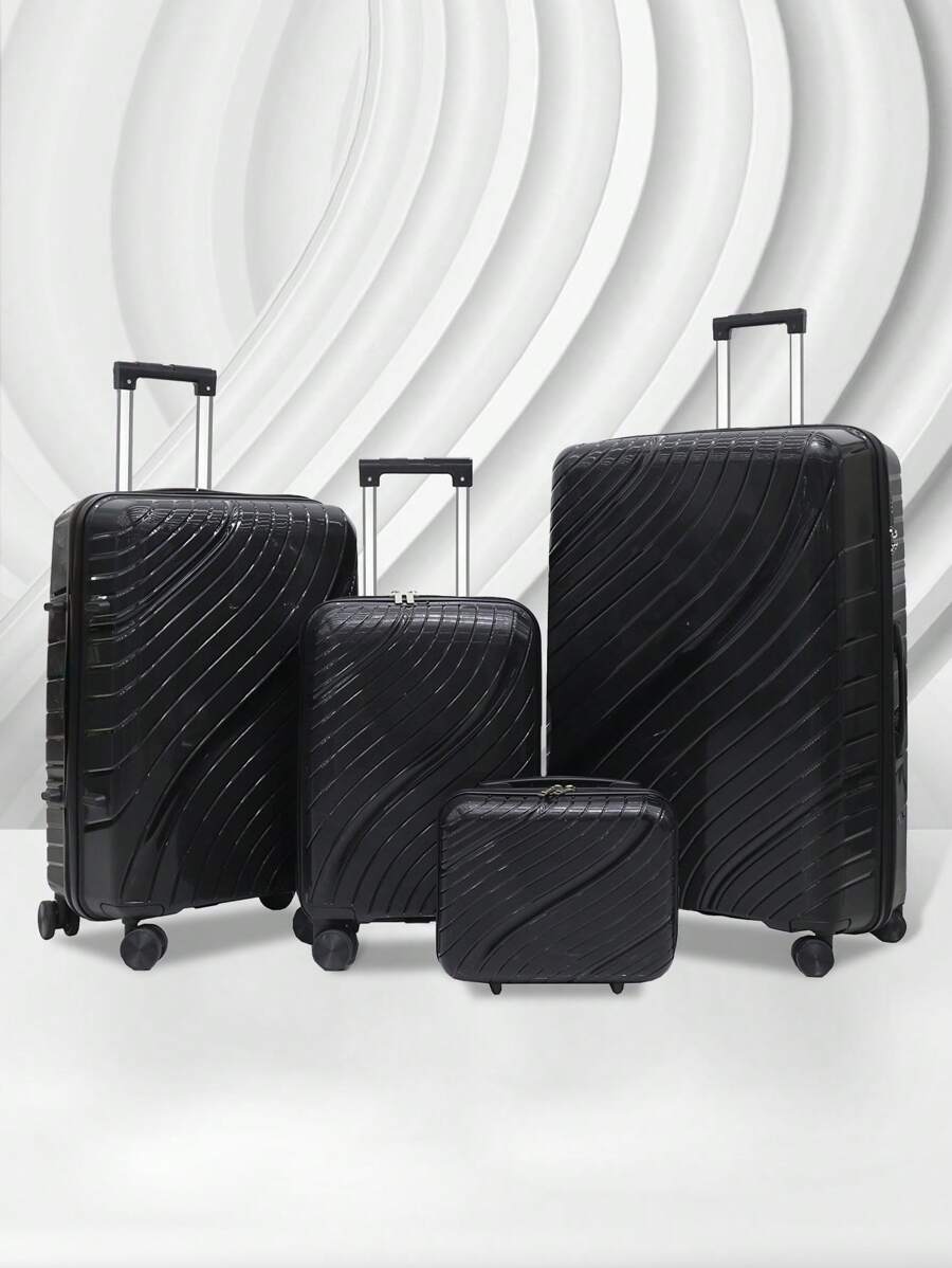 PP Material Travel Luggage 24 Inch Quiet Spinner Suitcase 20 Inch Carry-On 14 Inch Vanity Case High Capacity Password Lock Trolley Holiday Vacation Travel Accessories Summer Travel Essentials Graduation Bag For School School Accessories School Stuff