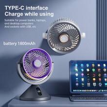 LED Digital Circulation Fan Desktop Vertical 100-Speed Electric Fan Outdoor Lighting Night Light Can Be Hung Wall Ceiling Fan - Multicolor - View 8