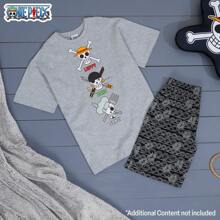 ONE PIECE Short Pyjama Set Breathable Lounge Wear Anime Gift - Grey - View 2