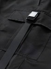 1 Pc Men's Camouflage Cargo Shorts, Outdoor Sports Cargo Style Style Multi-Pocket Shorts, Summer - Black - View 6